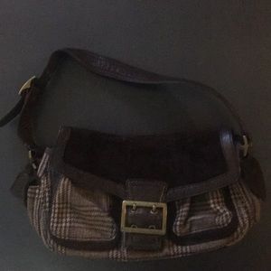 Banana republic plaid purse brown leather